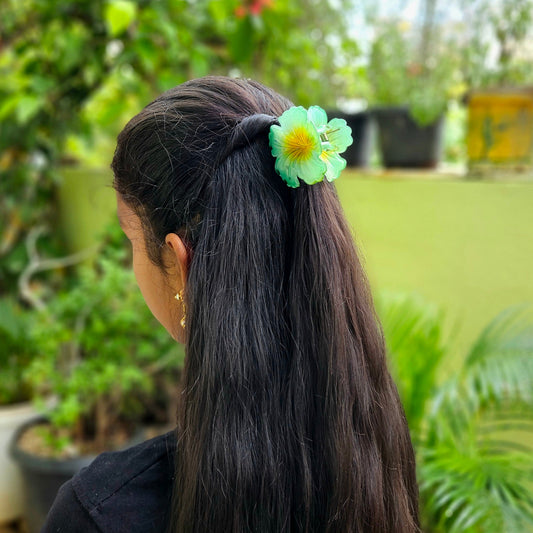 Glossy Hibiscus Flower Hair Claw - Medium