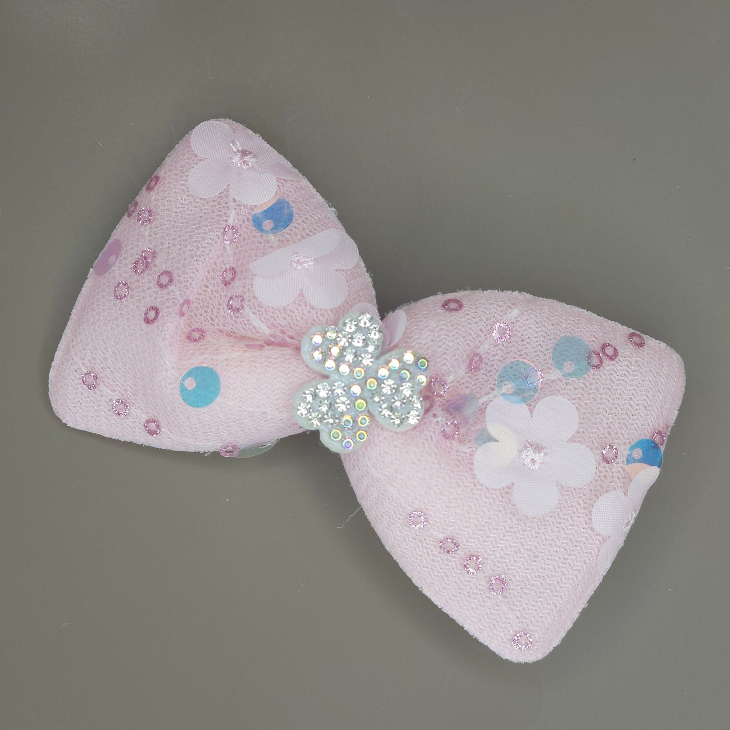 Floral Sequin Bow Hair Clip