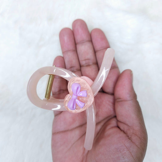Heart Bow Charm Loop Hair Claw