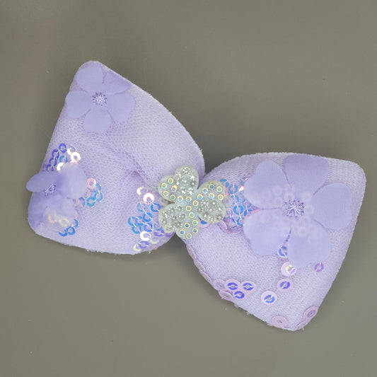 Floral Sequin Bow Hair Clip