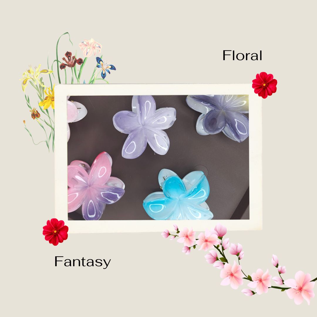 Floral fantacy collection image with various flowers on both sides of the image.