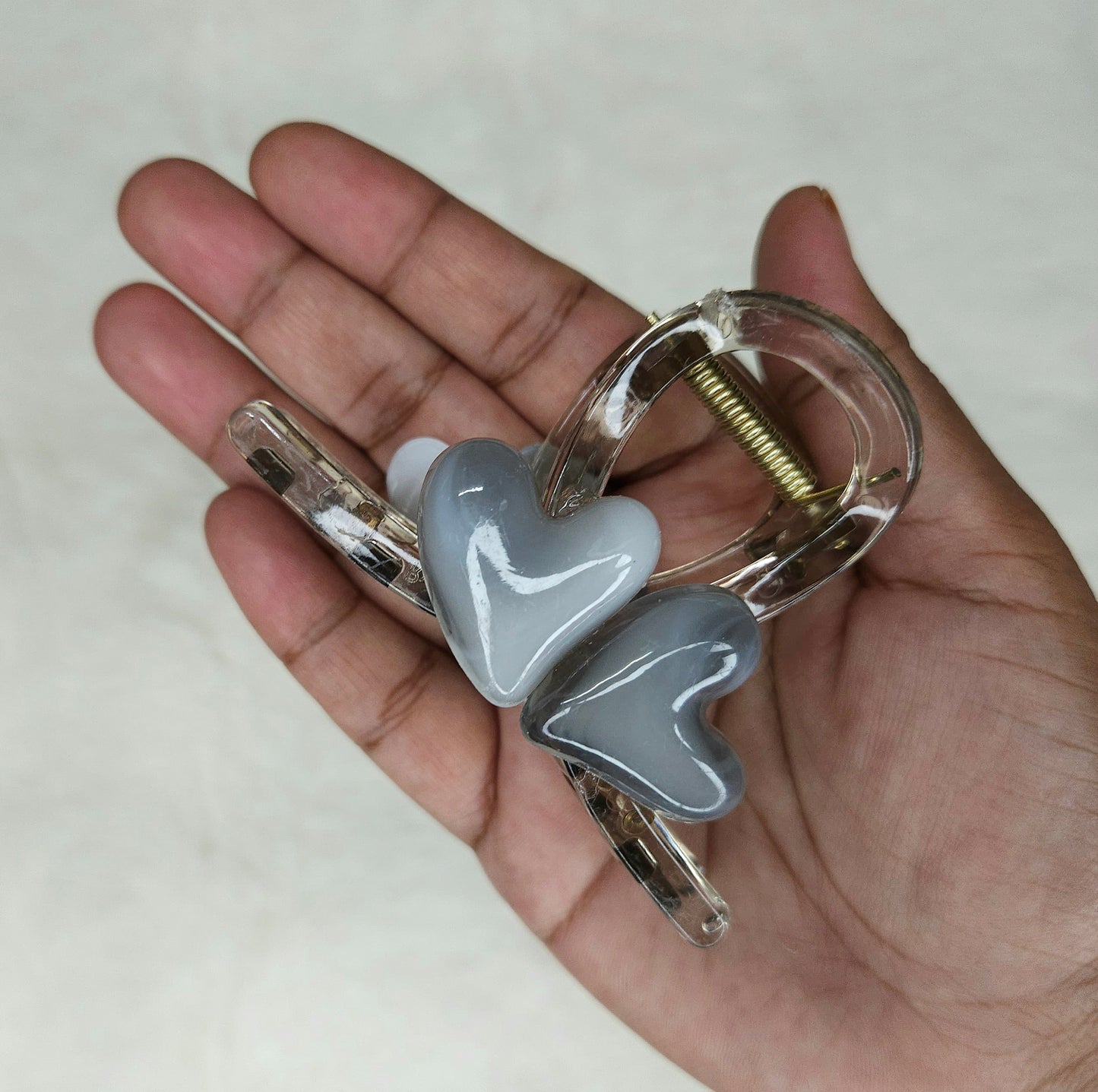 Heart Charms Loop Hair Claw