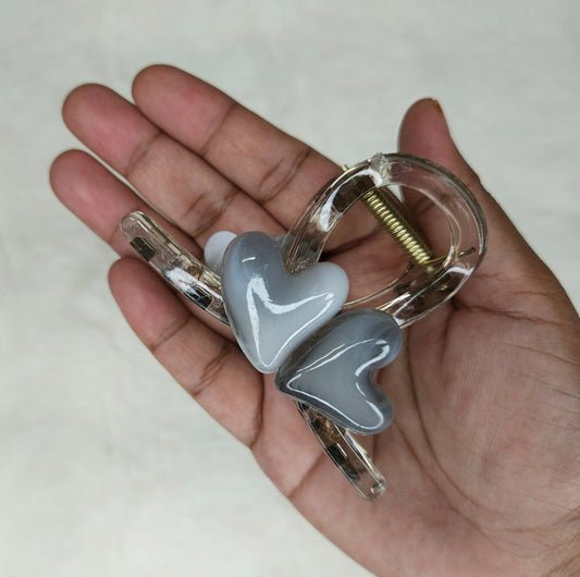 Heart Charms Loop Hair Claw