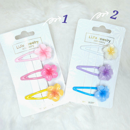 Pastel Bloom 3 Piece Hair Clips Card