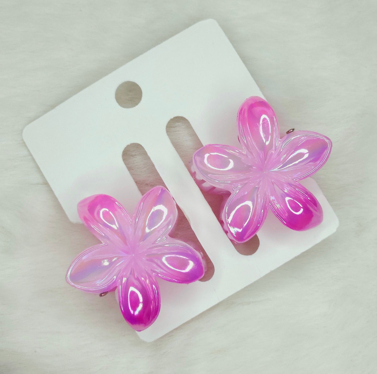 Dual-shade rose mini flower hair claws displayed on white background, showing elegant floral design.
