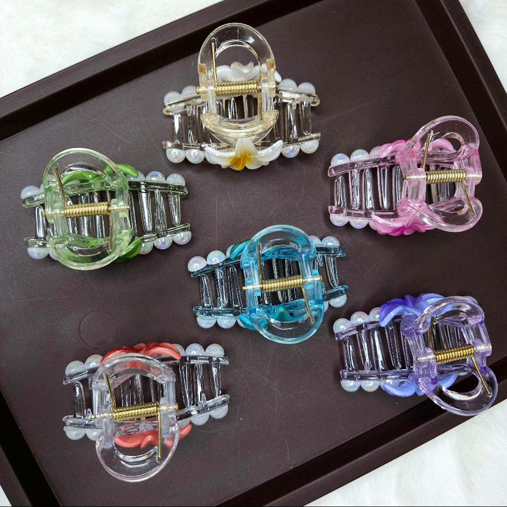 Pearls Flower Loop Hair Claw