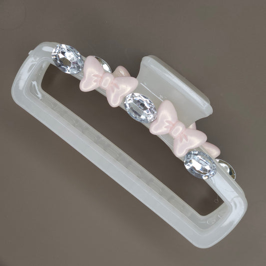 Bow Crystal Rectangle Hair Claw