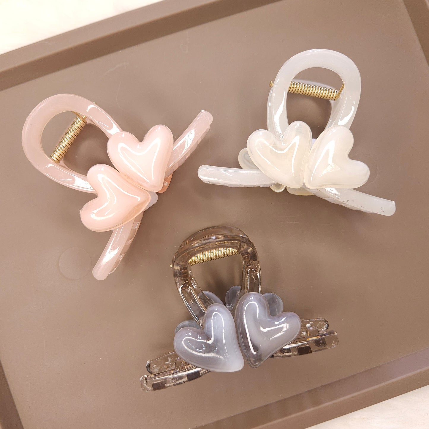 Heart Charms Loop Hair Claw