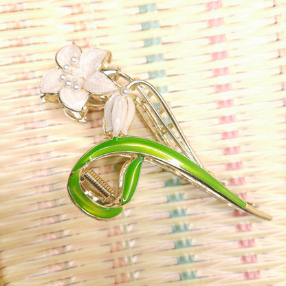 Pearl Lily Bloom Metal Hair Claw