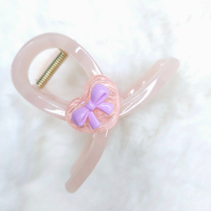 Heart Bow Charm Loop Hair Claw