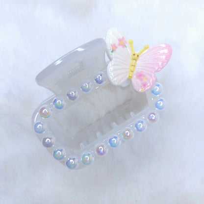 Fairy Butterfly Pearls Rectangle Hair Claw