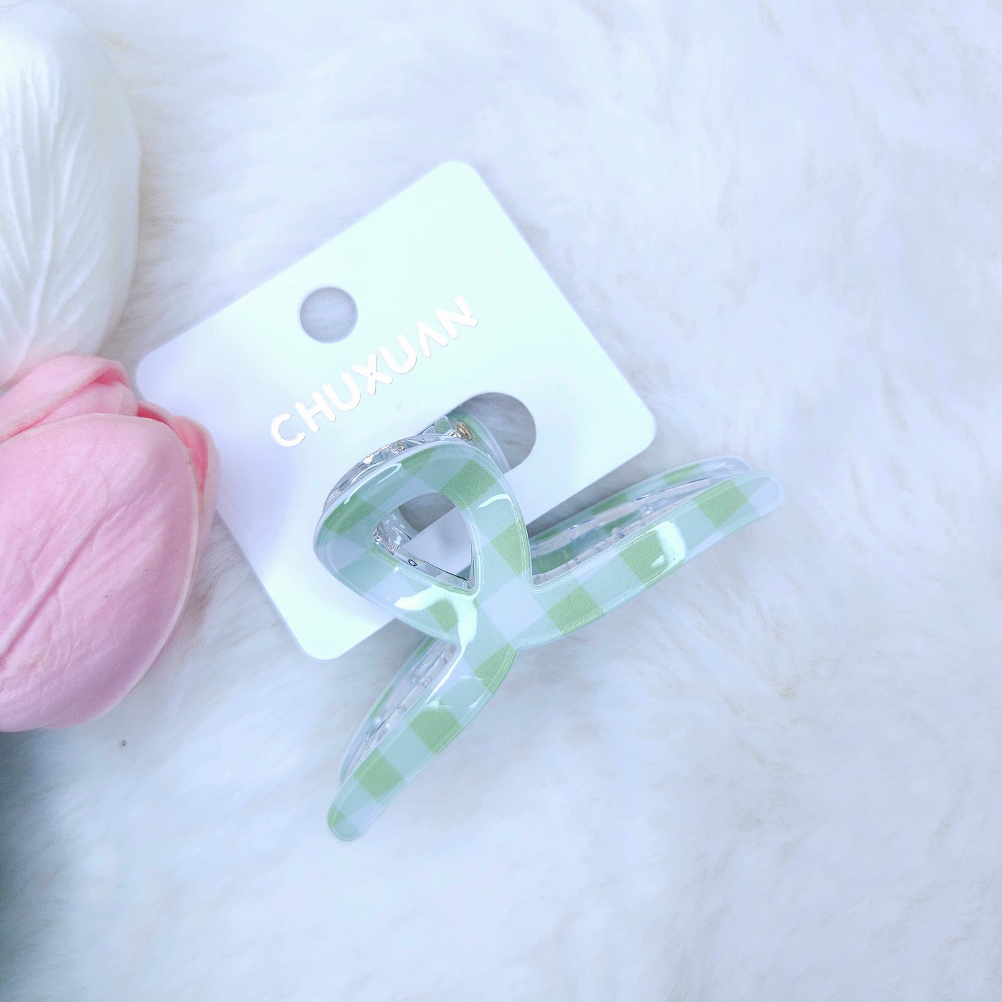 Gingham Charm Loop Hair Claw