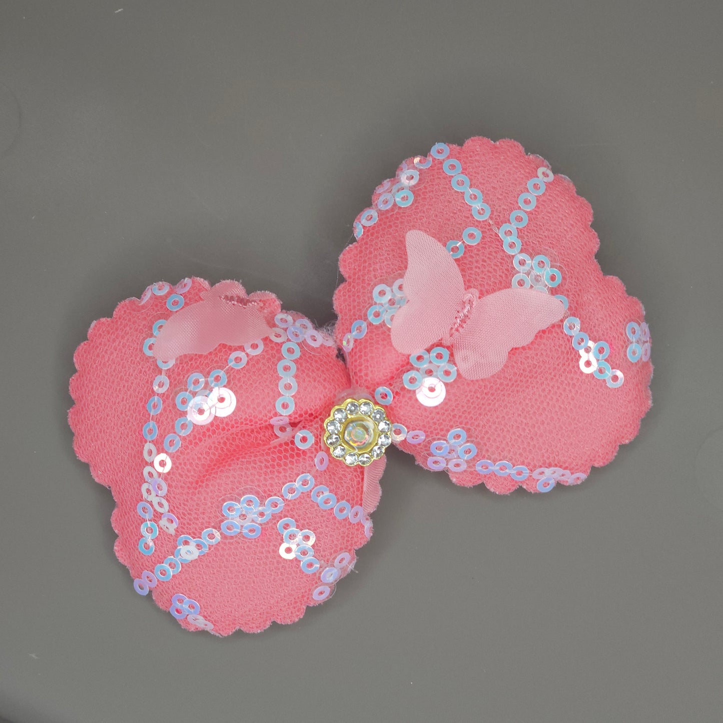 Floral Sequin Sweetheart Bow Hair Clip