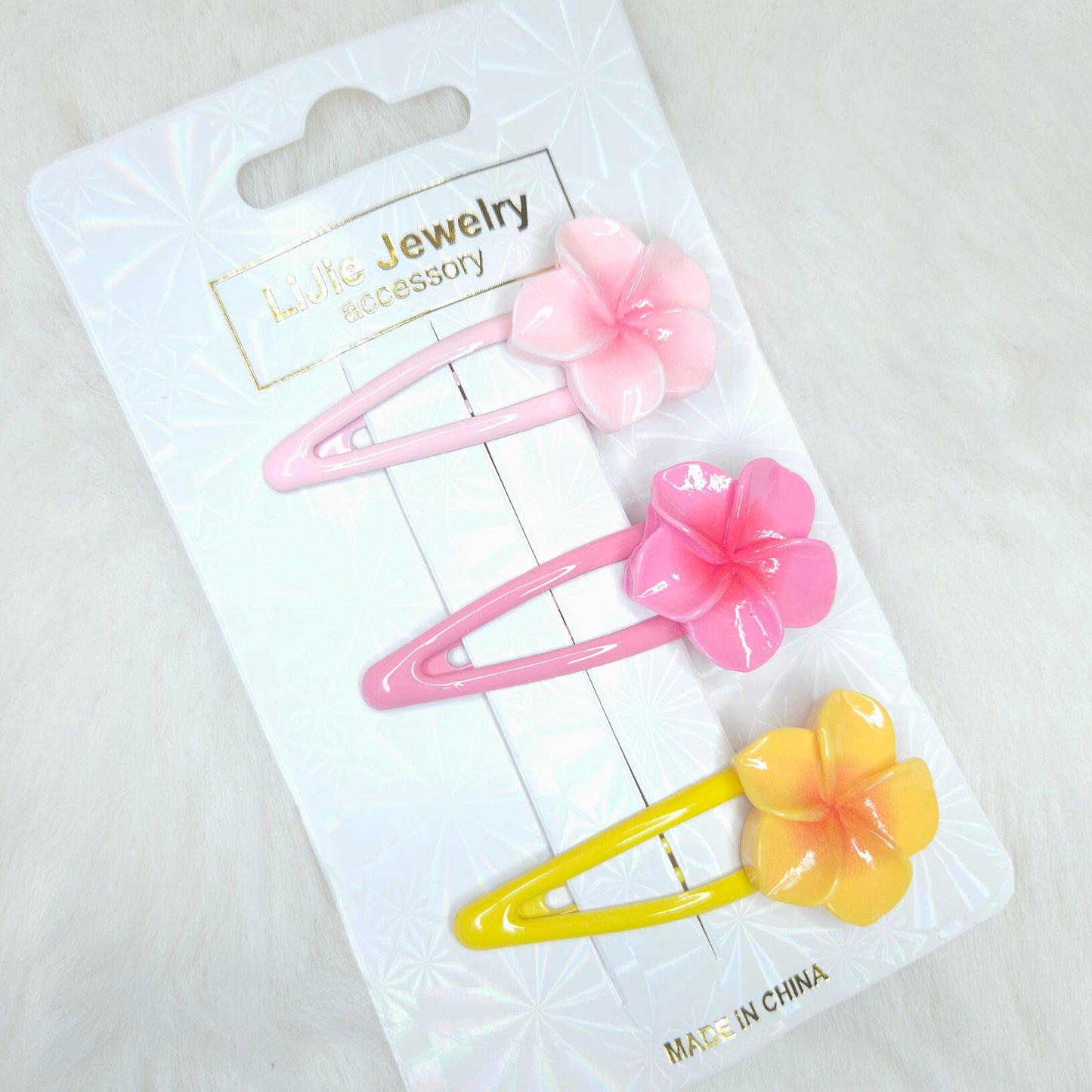 Pastel Bloom 3 Piece Hair Clips Card