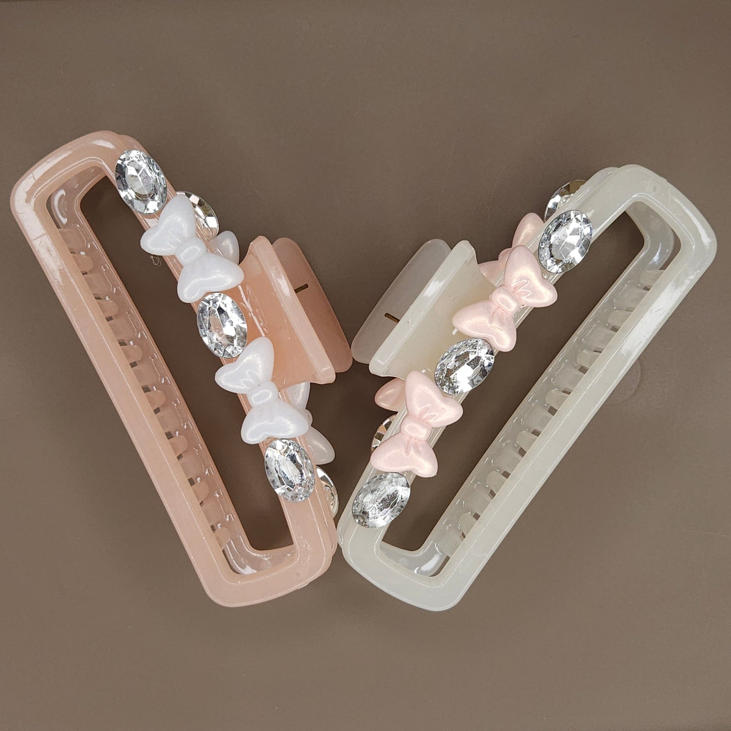 Bow Crystal Rectangle Hair Claw