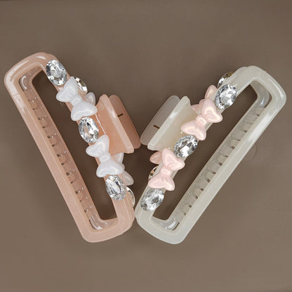 Bow Crystal Rectangle Hair Claw