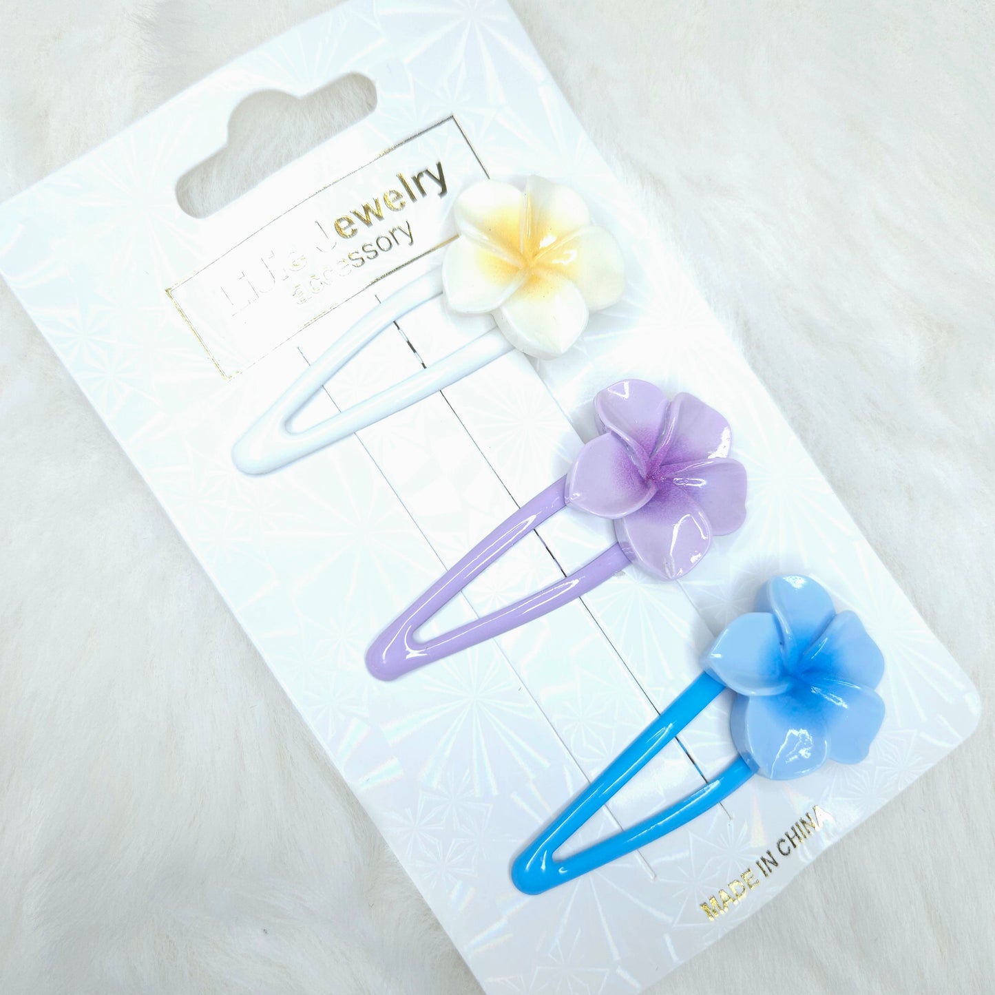 Pastel Bloom 3 Piece Hair Clips Card