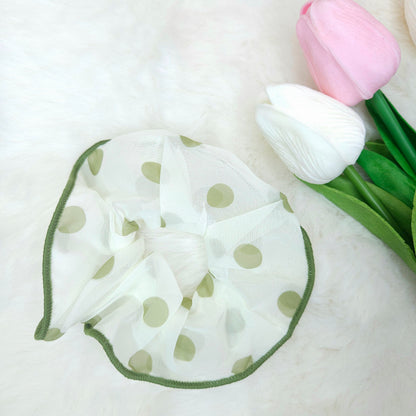 Polka Dot Wave Hem Scrunchie