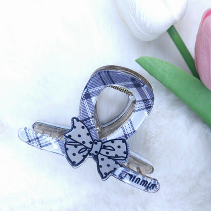 Polka Bow Plaid Hair Claw