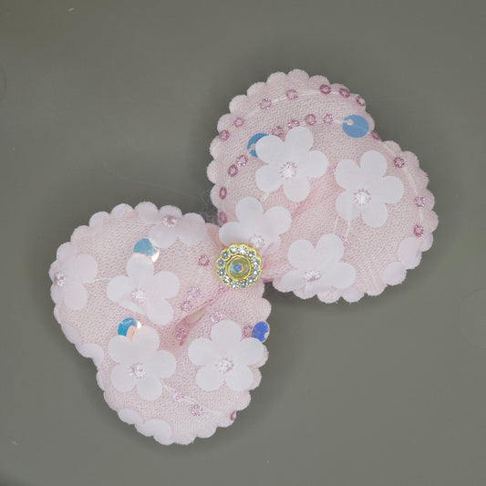 Floral Sequin Sweetheart Bow Hair Clip