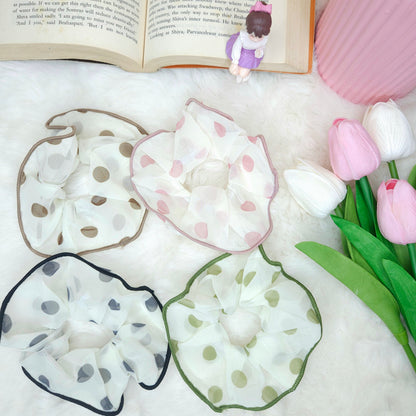 Polka Dot Wave Hem Scrunchie