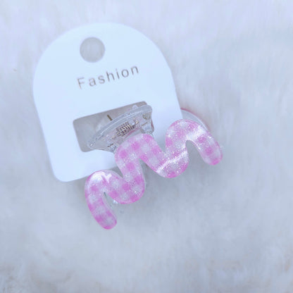 Gingham Glitter Ripple Hair Claw