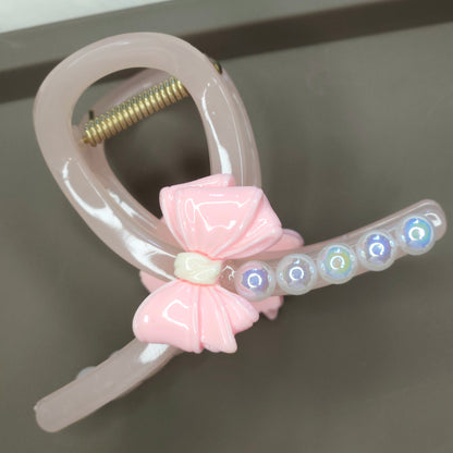 Pearl Bow Charm Loop Hair Claw