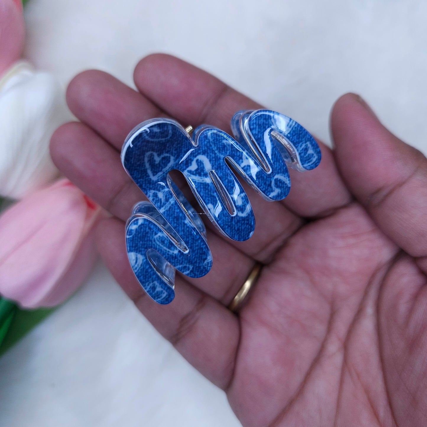 Denim Wave Hair Claw