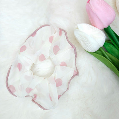 Polka Dot Wave Hem Scrunchie