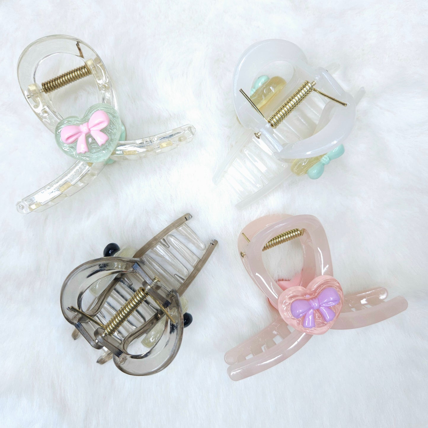 Heart Bow Charm Loop Hair Claw