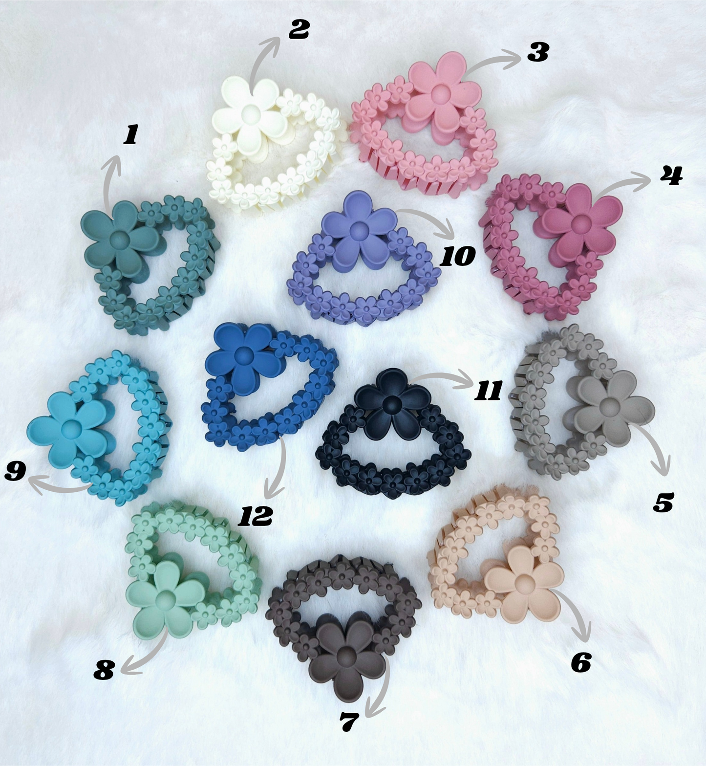 Matte Floral loop Daisy Hair Claw