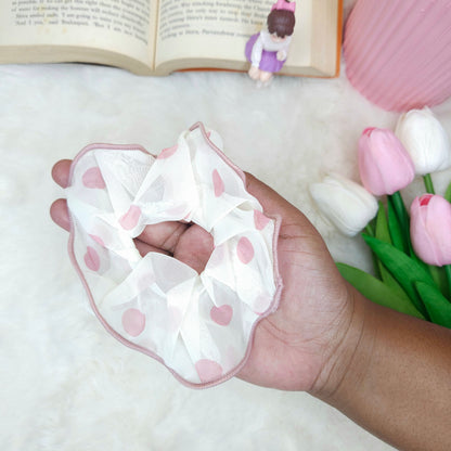Polka Dot Wave Hem Scrunchie