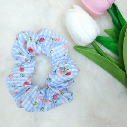 Rosette Checkered Scrunchie
