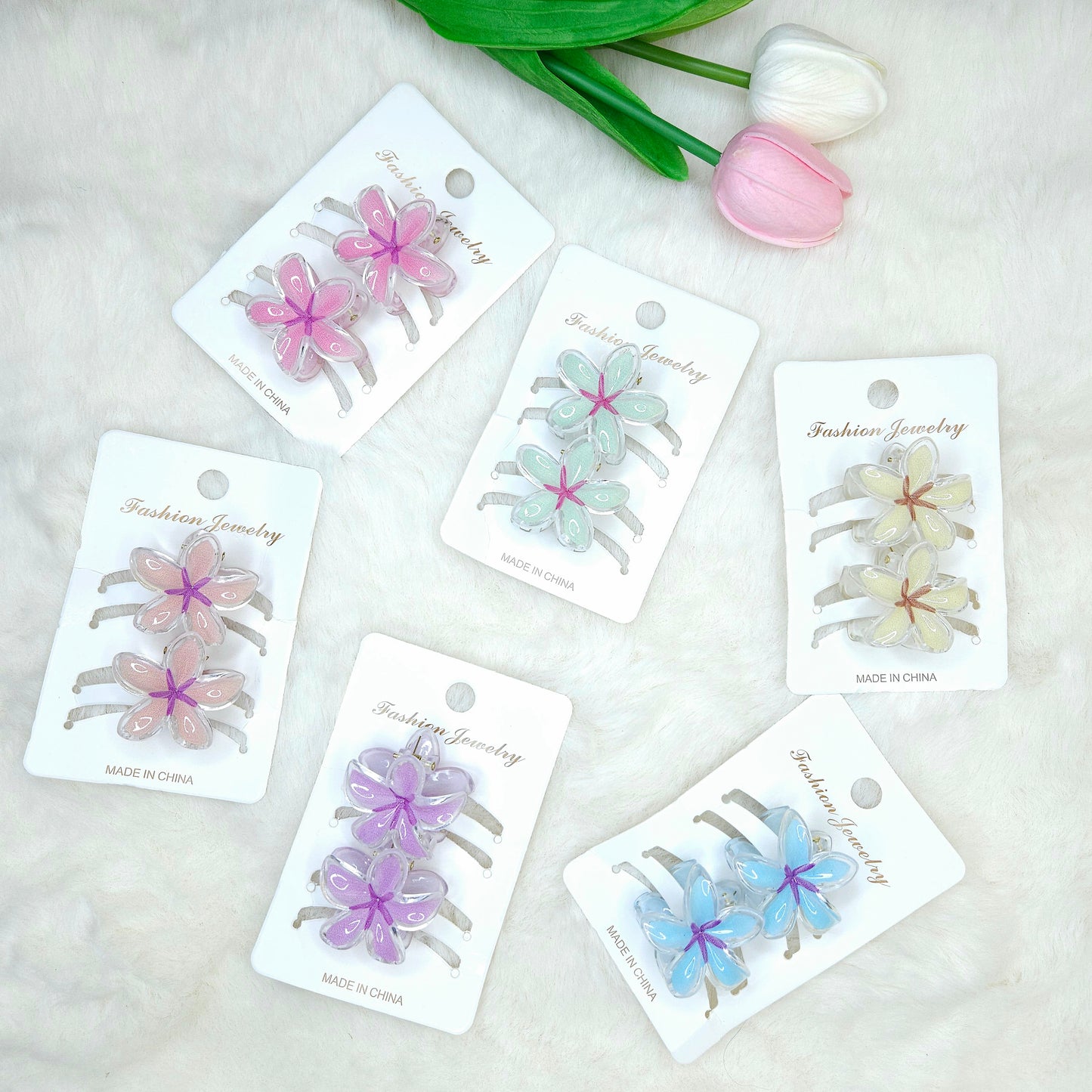 Petal Flutter Flower Hair Claws Duo(Pair)