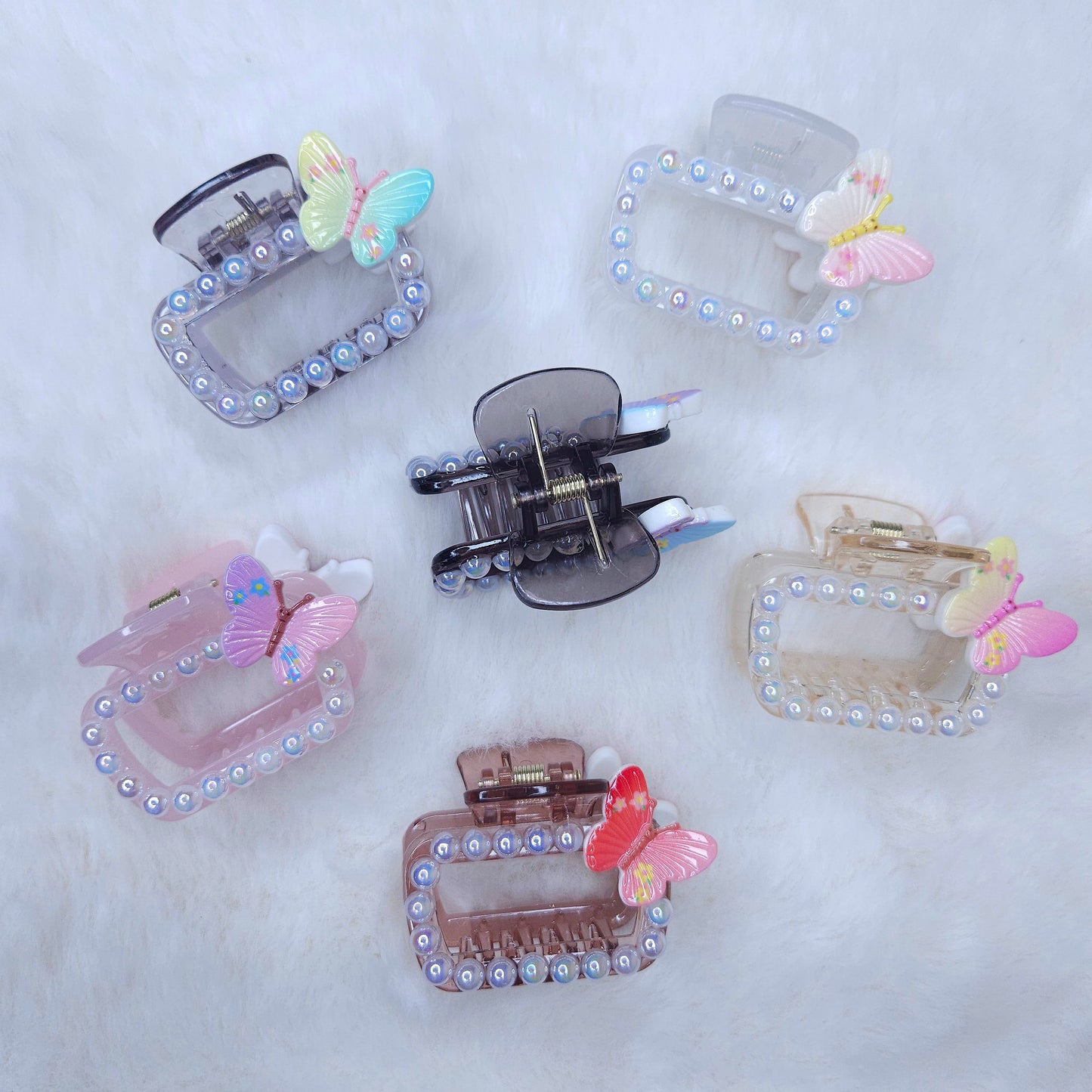 Fairy Butterfly Pearls Rectangle Hair Claw
