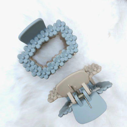 Matte Dual Tone Floral Loop Rectangle Hair Claw