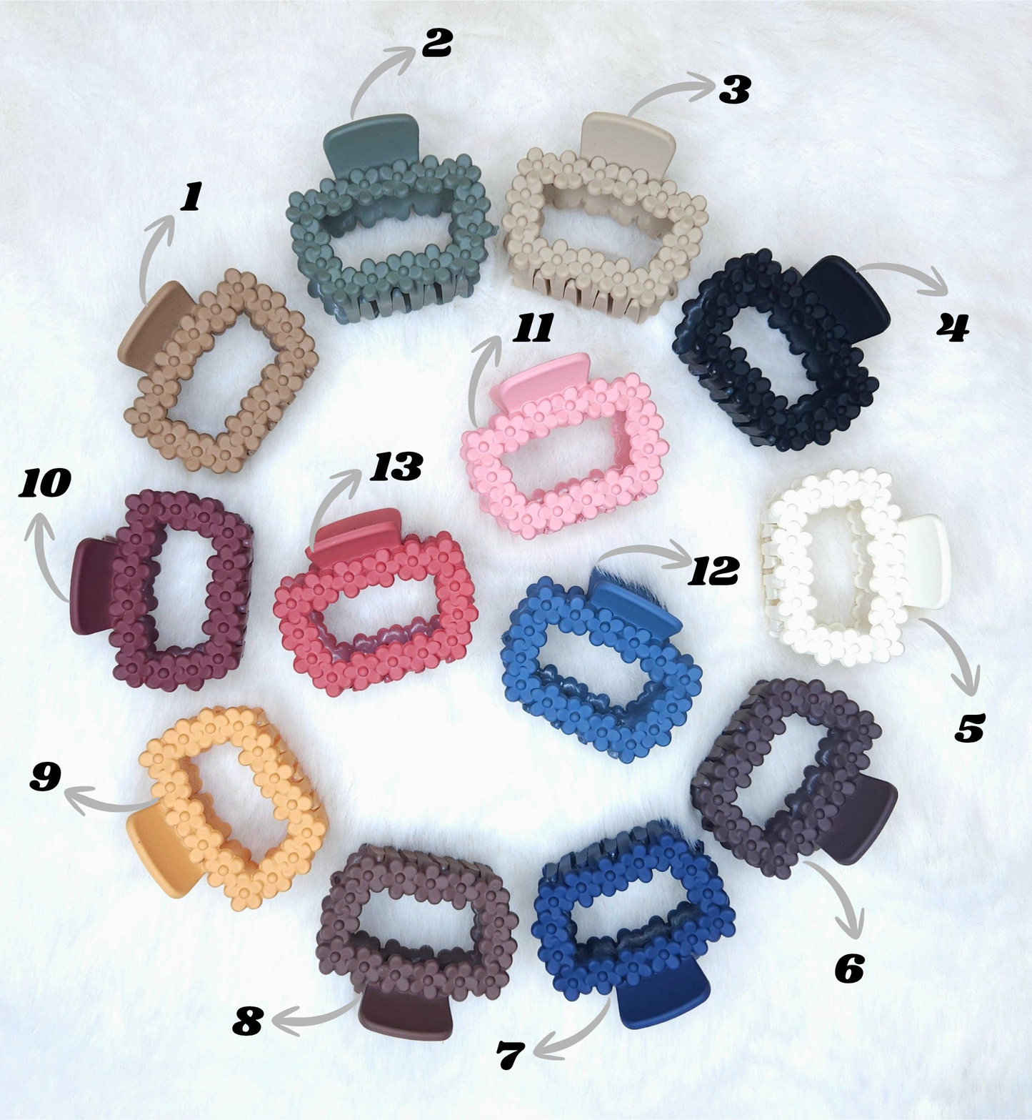 Matte Floral Loop Rectangle Hair Claw(Medium)