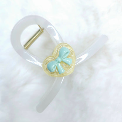 Heart Bow Charm Loop Hair Claw