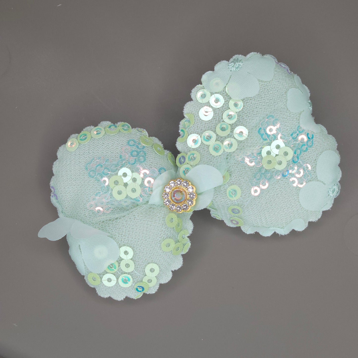 Floral Sequin Sweetheart Bow Hair Clip