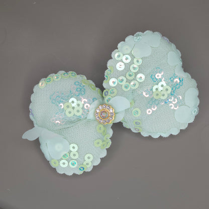 Floral Sequin Sweetheart Bow Hair Clip