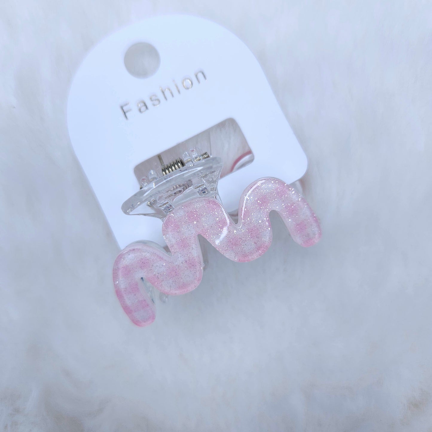Gingham Glitter Ripple Hair Claw