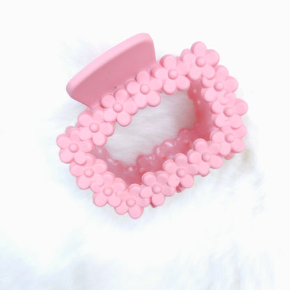 Matte Floral Loop Rectangle Hair Claw(Medium)
