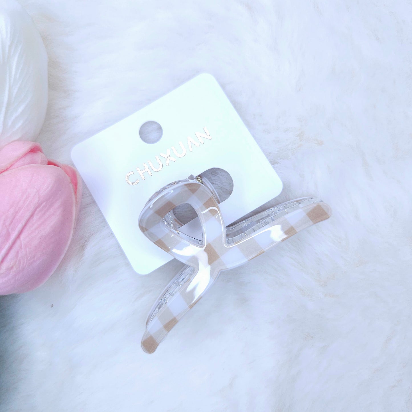 Gingham Charm Loop Hair Claw