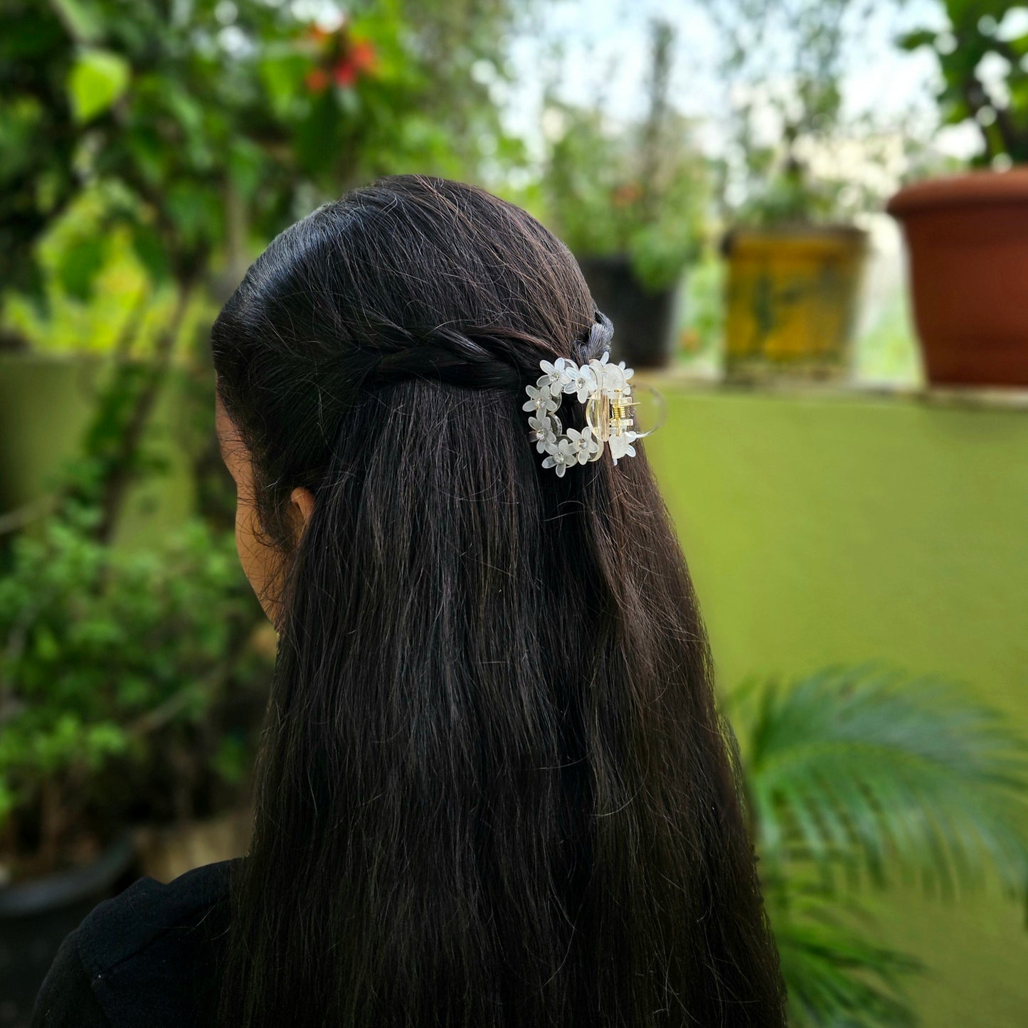 Crystal Flowers Hair Claw