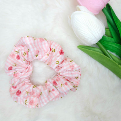 Rosette Checkered Scrunchie