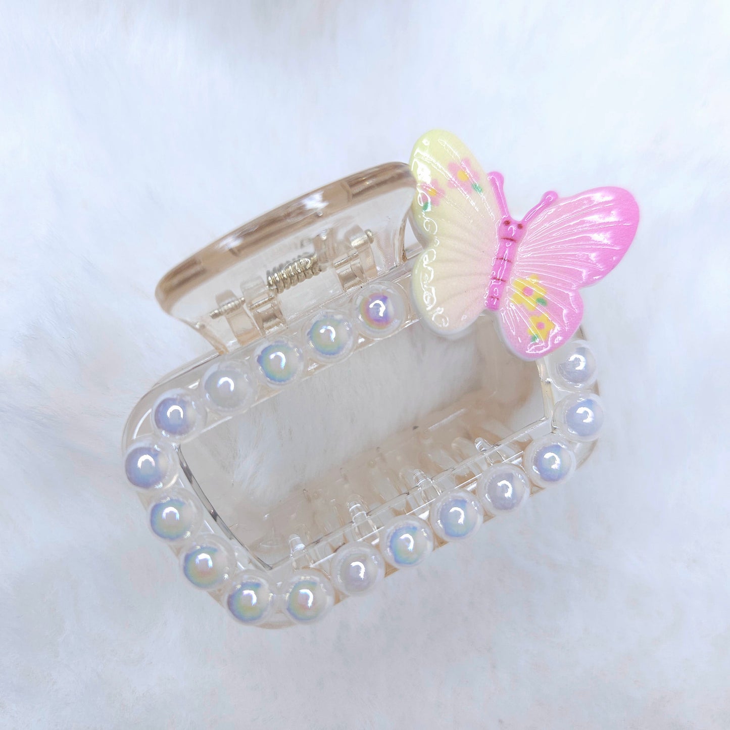 Fairy Butterfly Pearls Rectangle Hair Claw