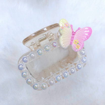 Fairy Butterfly Pearls Rectangle Hair Claw