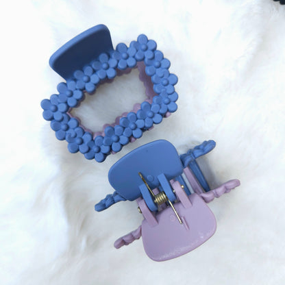 Matte Dual Tone Floral Loop Rectangle Hair Claw