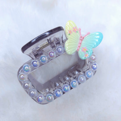 Fairy Butterfly Pearls Rectangle Hair Claw