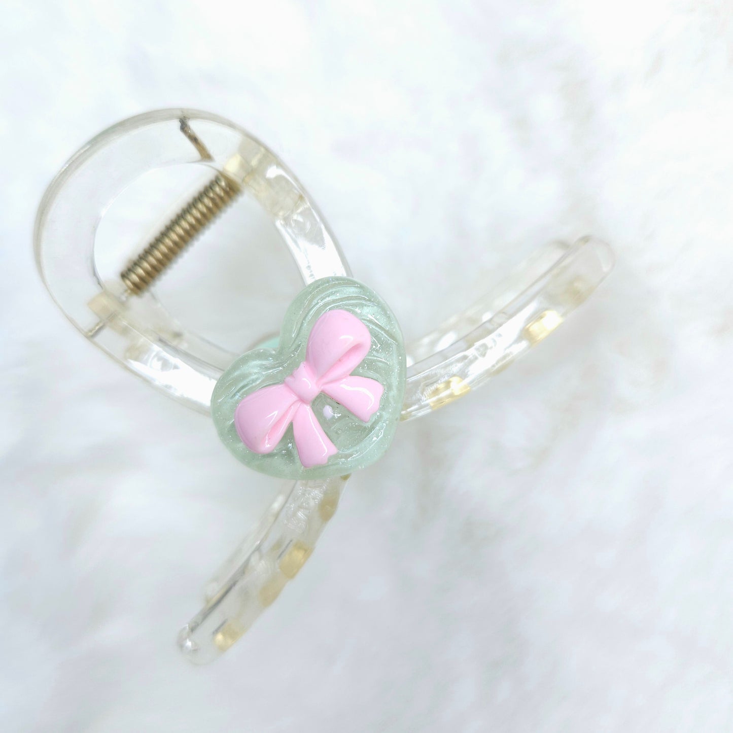 Heart Bow Charm Loop Hair Claw